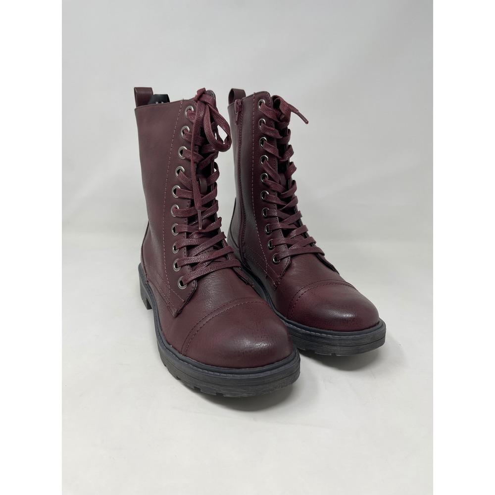 Wanderlust Womens Holly Combat Boots 8 Burgundy Weather Resistant Lace Up